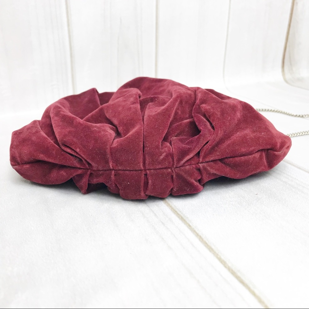 Vintage Maroon Velvet Purse Boho Bag Carpetbags - Picture 6 of 8